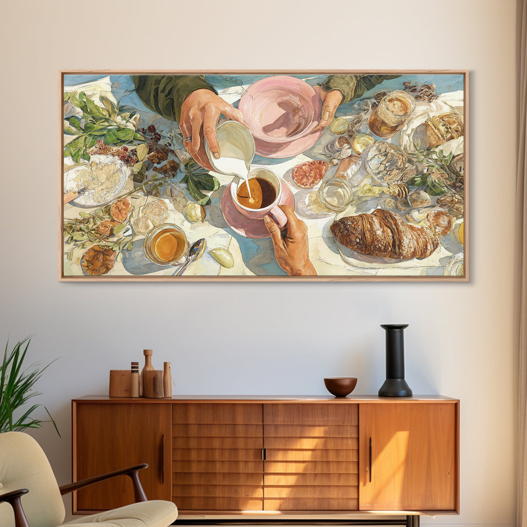 Barista Hands Pouring Milk into Espresso Canvas Print, Coffee Shop Art, Printable Wall Art, Cafe Decor, Fine Art, Cafe, CSA-2x1-41
