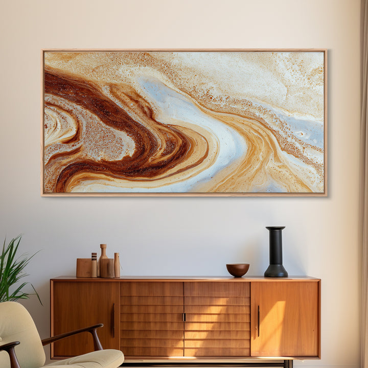 Abstract Brown and Cream Coffee Swirl Canvas Print, Coffee Shop Art, Kitchen Gift, Cafe Decor, Abstract Art, Cafe, Coffee Art, CSA-2x1-53