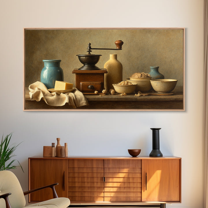 Coffee Grinder Antique Still Life Framed Canvas Print, Coffee Shop Art, Printable Wall Art, Cafe Decor, Fine Art, Cafe, CSA-2x1-56