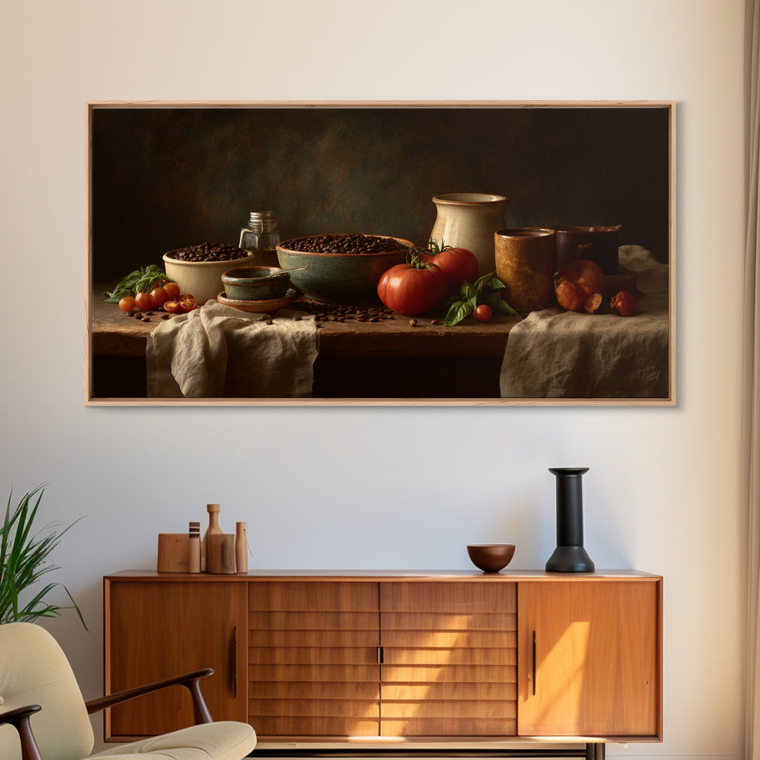 Roasted Beans Falling Through Dark Space Canvas Print, Coffee Shop Art, Canvas Wall Art, Cafe Decor, Cafe, Bedroom Wall Art, CSA-2x1-64