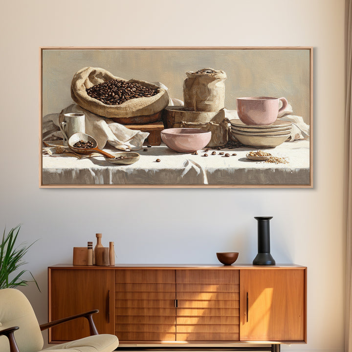 Coffee Beans and Burlap Sack Still Life Canvas Print, Coffee Shop Art, Canvas Wall Art, Cafe Decor, Cafe, Bedroom Wall Art, CSA-2x1-70