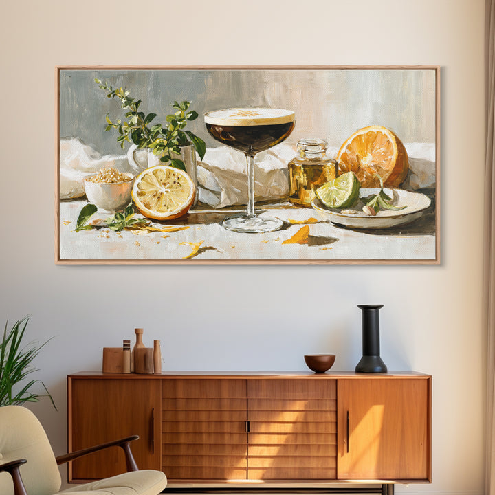 Espresso Martini Coffee Cocktail Still Life Framed Canvas Print, Coffee Shop Art, Dark Academia Decor, Cafe Decor, Cafe, CSA-2x1-85