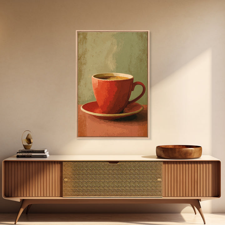Retro Cafe Poster Coffee Cup Graphic Canvas Print, Coffee Shop Art, Minimalist Decor, Cafe Decor, Cafe, Kitchen Wall Art, CSA-2x3-15