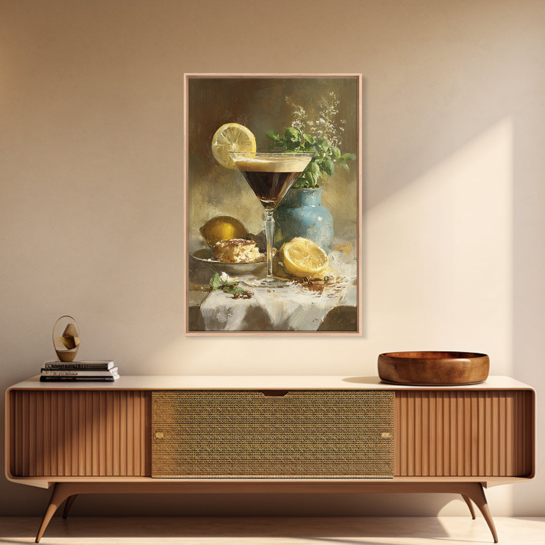 Espresso Martini Coffee Cocktail Still Life Framed Canvas Print, Coffee Shop Art, Canvas Wall Art, Cafe Decor, Fine Art, Cafe, CSA-2x3-25