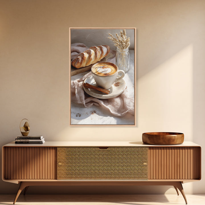 Cinnamon Sticks and Cappuccino Foam Still Life Canvas Print, Coffee Shop Art, Statement Artwork, Cafe Decor, Fine Art, Cafe, CSA-2x3-32