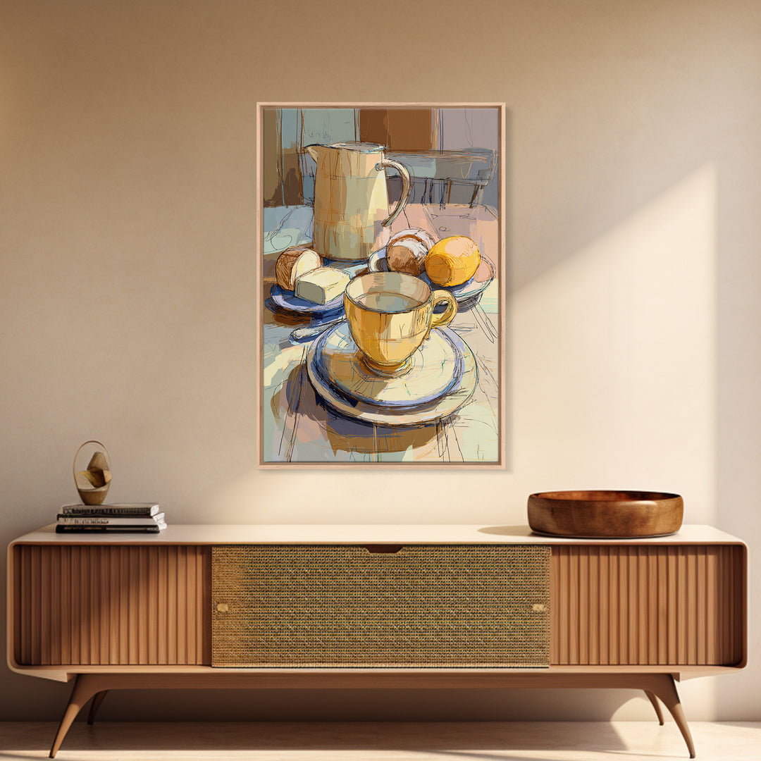 Minimal Line Art of a Cup and Canvas Print, Coffee Shop Art, Coffee, Cafe Decor, Cafe, Living Room Decor, Dark Academia Decor, CSA-2x3-50