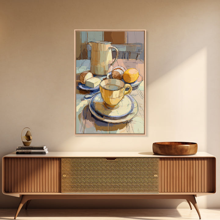 Minimal Line Art of a Cup and Canvas Print, Coffee Shop Art, Coffee, Cafe Decor, Cafe, Living Room Decor, Dark Academia Decor, CSA-2x3-50