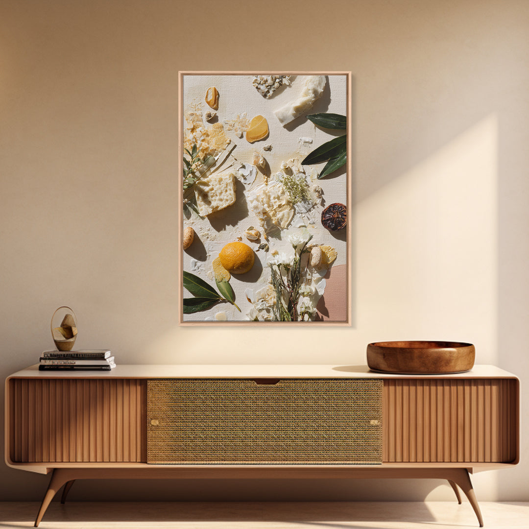 Sunlit Pastry and Coffee Arrangement Framed Canvas Print, Coffee Shop Art, Digital Wall Art, Cafe Decor, Oil Painting, Cafe, CSA-2x3-51