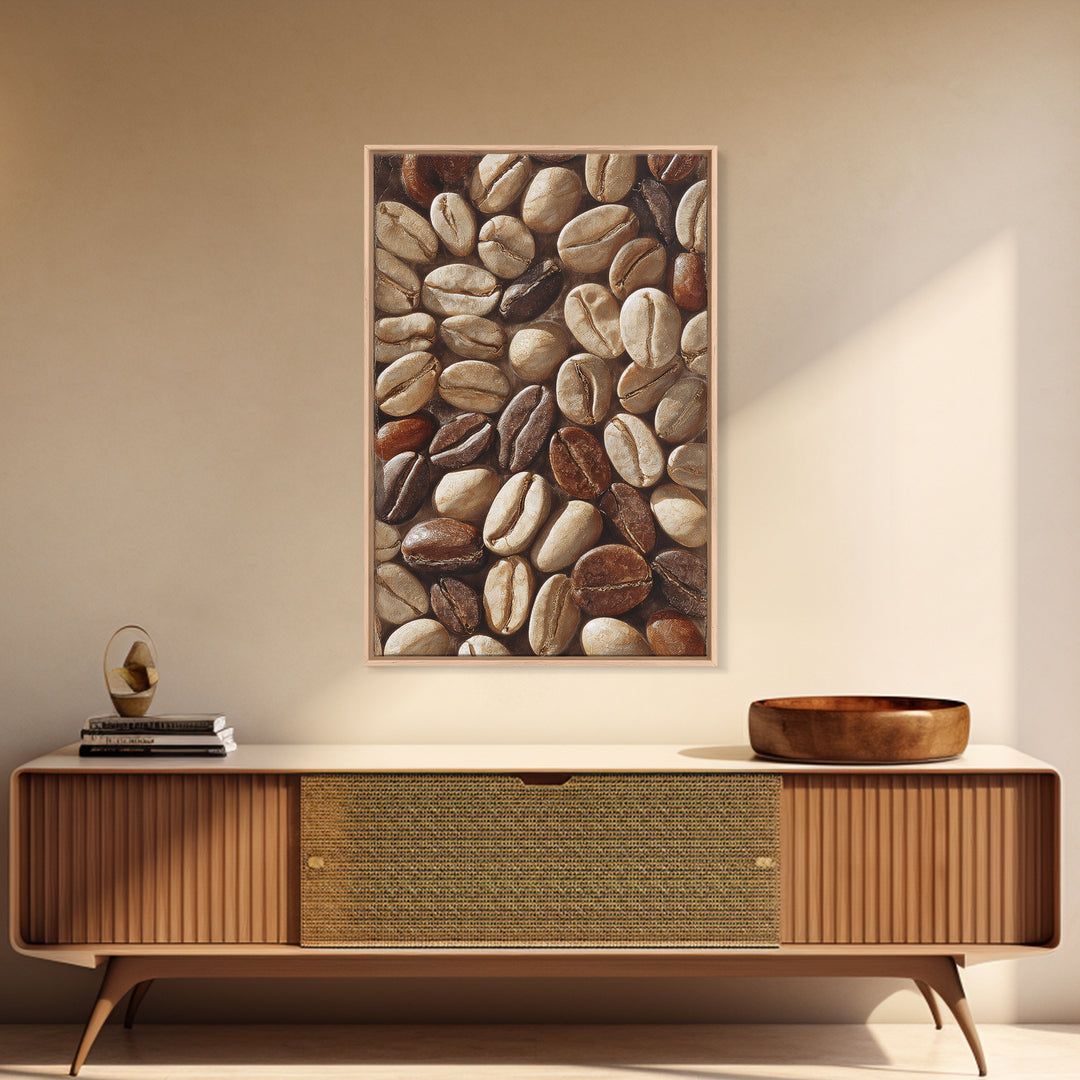 Coffee Bean Pattern Canvas Print, Coffee Shop Art, Dopamine Decor, Cafe Decor, Fine Art, Cafe, Coffee Wall Art, Gallery Decor, CSA-2x3-71