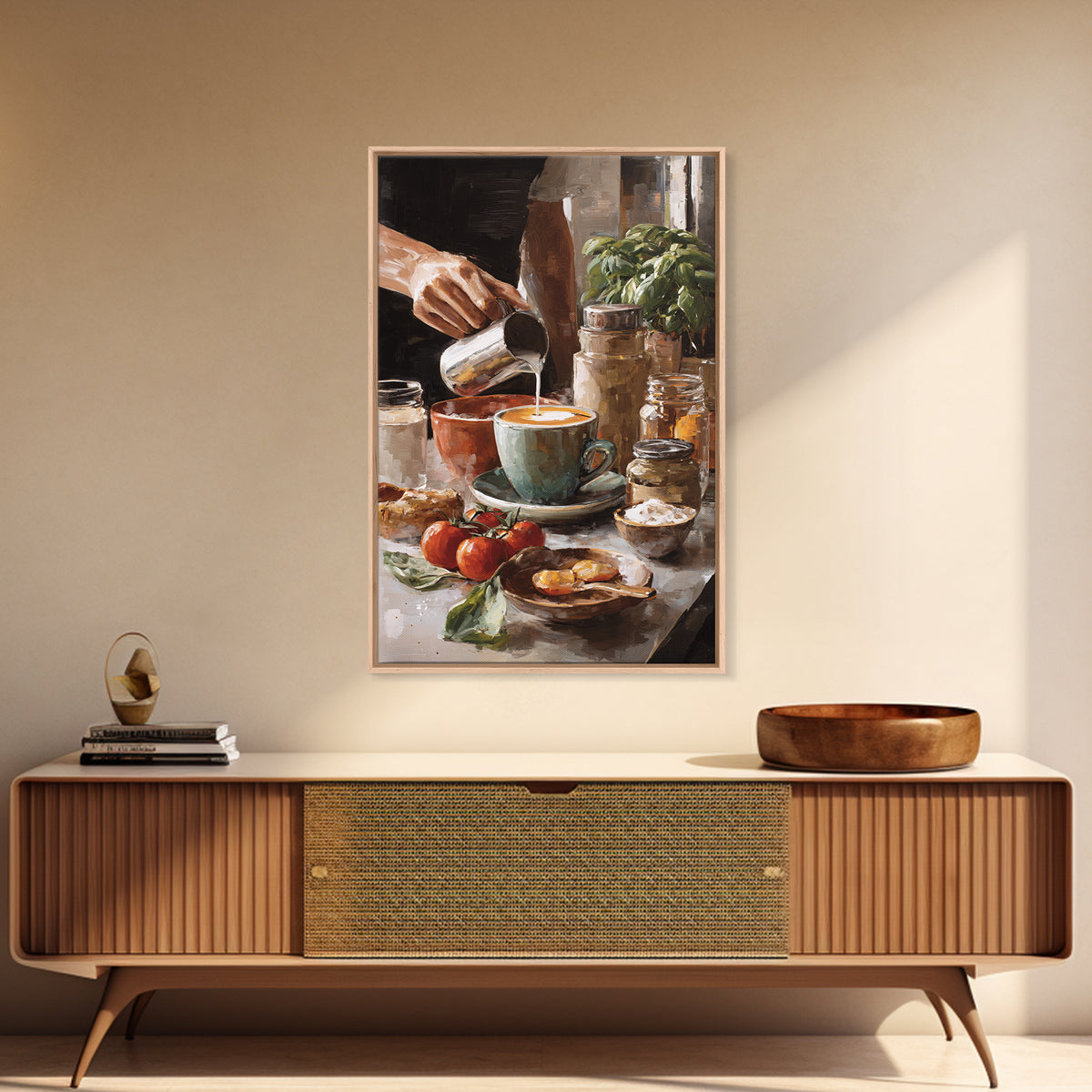 Barista Hands Pouring Milk into Espresso Canvas Print, Coffee Shop Art, Bedroom Wall Art, Cafe Decor, Fine Art, Cafe, CSA-2x3-77
