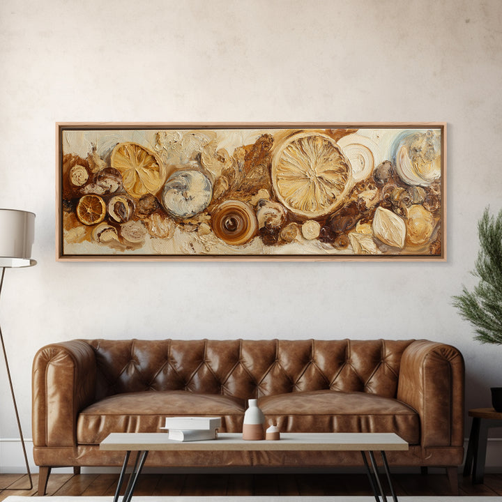Abstract Brown and Cream Coffee Swirl Canvas Print, Coffee Shop Art, Minimalist Wall Art, Cafe Decor, Fine Art, Cafe, CSA-3x1-25