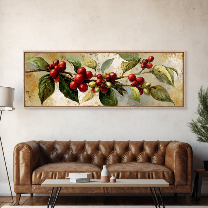 Botanical Coffee Plant Branch Canvas Print, Coffee Shop Art, Bedroom Wall Art, Cafe Decor, Fine Art, Cafe, Modern Decor, CSA-3x1-46