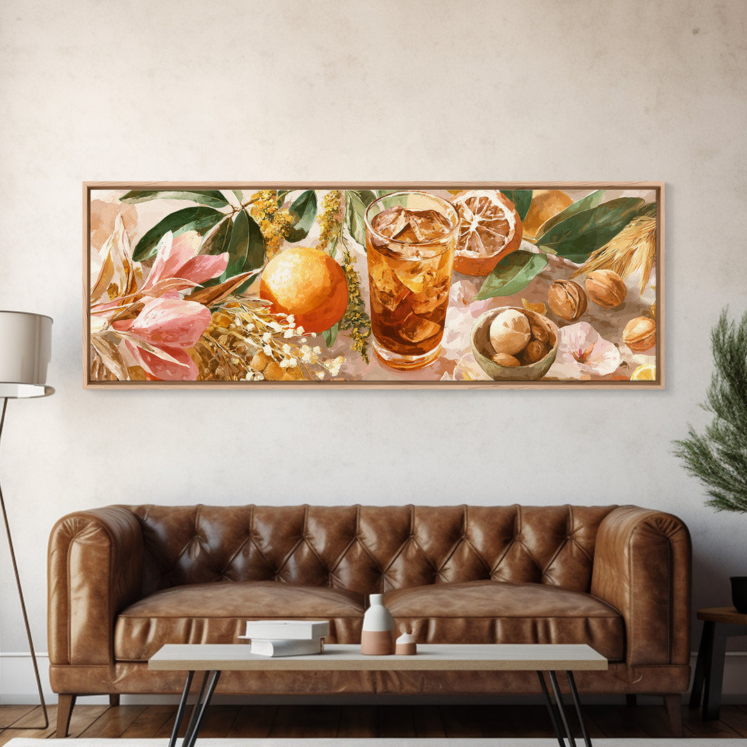 Iced Coffee Glass Framed Canvas Print, Coffee Shop Art, Canvas Wall Art, Cafe Decor, Fine Art, Cafe, Bedroom Wall Art, CSA-3x1-51
