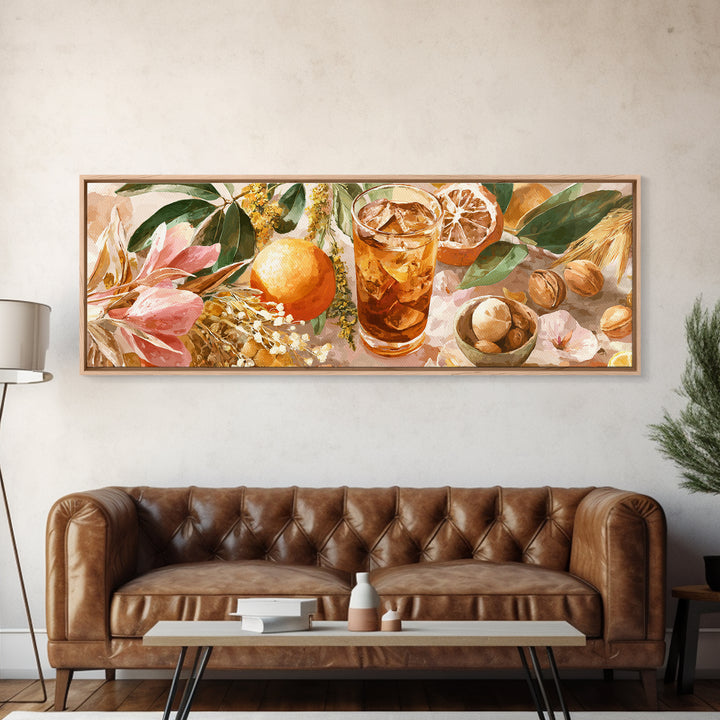 Iced Coffee Glass Framed Canvas Print, Coffee Shop Art, Canvas Wall Art, Cafe Decor, Fine Art, Cafe, Bedroom Wall Art, CSA-3x1-51