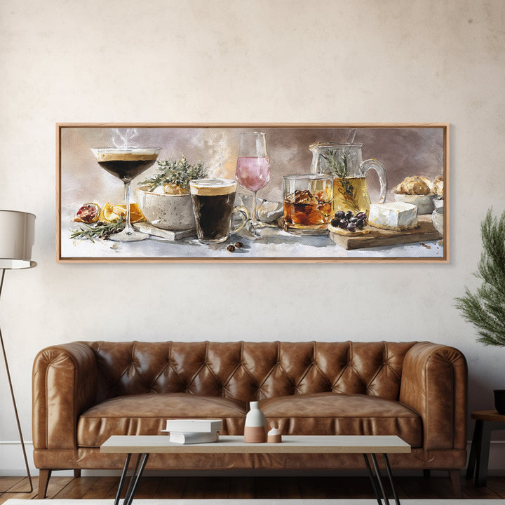Espresso Martini Coffee Cocktail Still Life Framed Canvas Print, Coffee Shop Art, Food Art, Cafe Decor, Fine Art, Cafe, CSA-3x1-57