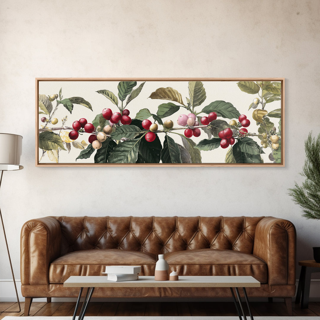 Coffee Farm Landscape Framed Canvas Print, Coffee Shop Art, Contemporary Art, Cafe Decor, Fine Art, Cafe, Printable Art, CSA-3x1-63
