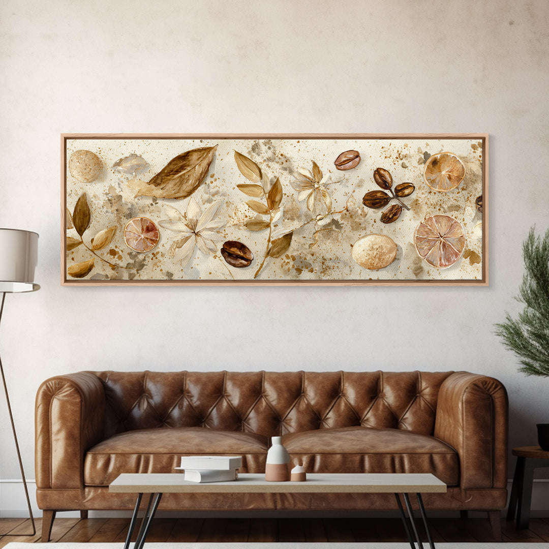 Coffee Bean Pattern Framed Canvas Print, Coffee Shop Art, Statement Artwork, Cafe Decor, Fine Art, Cafe, Art Print, Printable, CSA-3x1-7