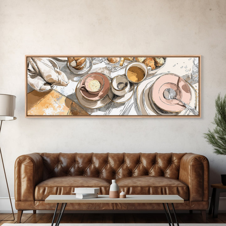 Minimal Line Art of a Cup and Framed Canvas Print, Coffee Shop Art, Dopamine Decor, Cafe Decor, Fine Art, Cafe, Coffee Wall Art, CSA-3x1-82