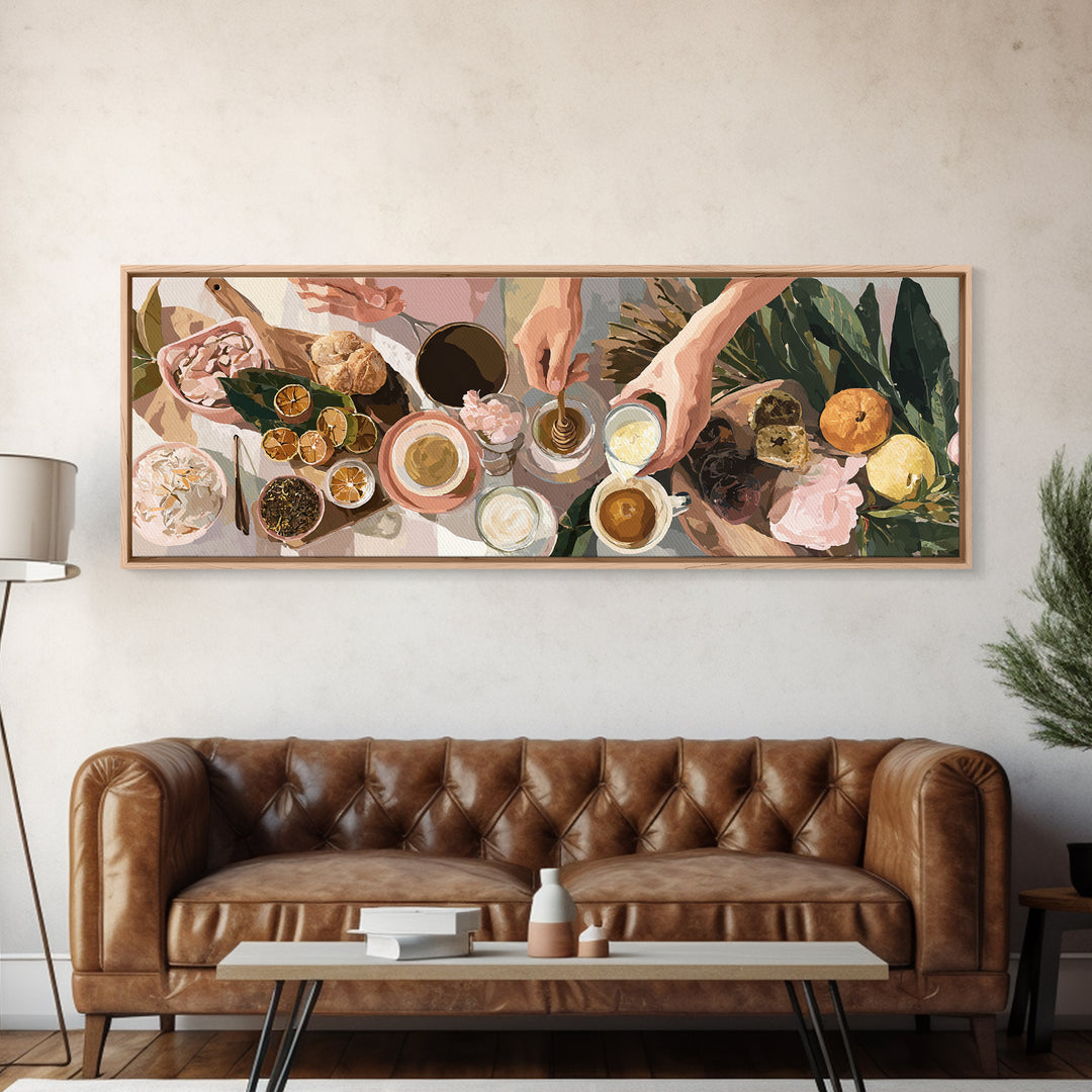 Barista Hands Pouring Milk into Espresso Canvas Print, Coffee Shop Art, Whimsical Art, Cafe Decor, Oil Painting, Cafe, CSA-3x1-85