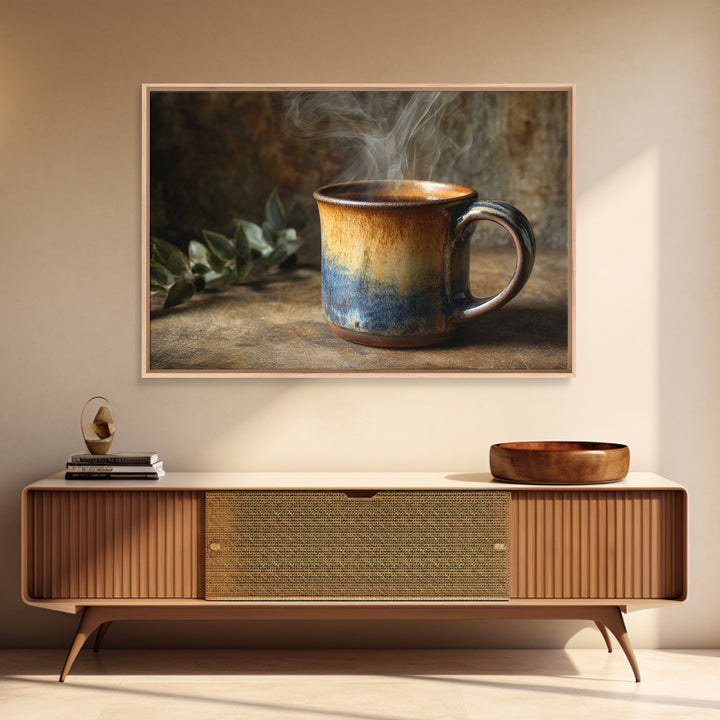 Espresso Cup with Rising Steam and Warm Canvas Print, Coffee Shop Art, Modern Decor, Cafe Decor, Fine Art, Cafe, Wall Decor, CSA-3x2-29