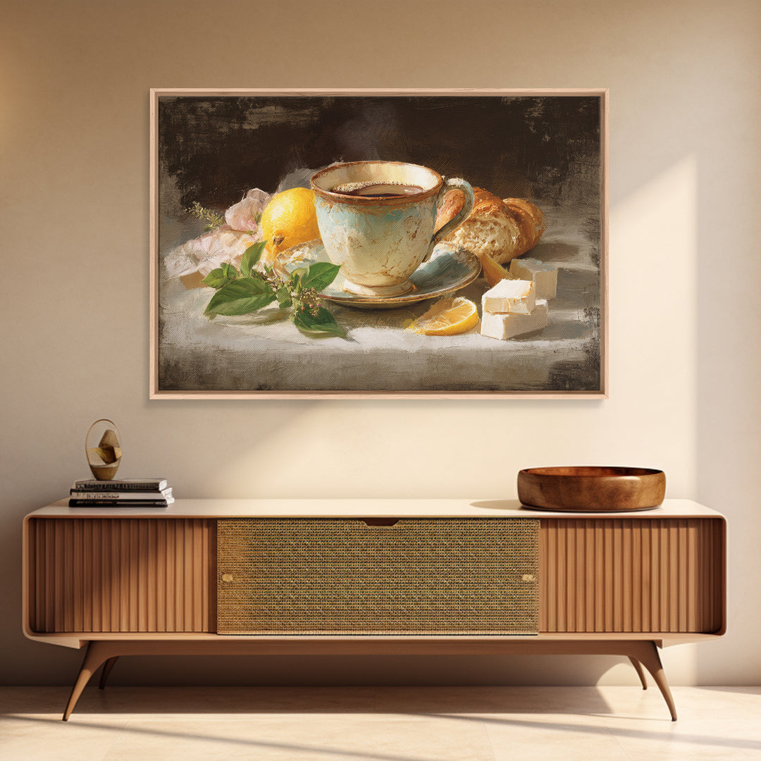 Retro Cafe Poster Coffee Cup Graphic Framed Canvas Print, Coffee Shop Art, Room Decor, Cafe Decor, Cafe, Canvas Wall Art, CSA-3x2-35