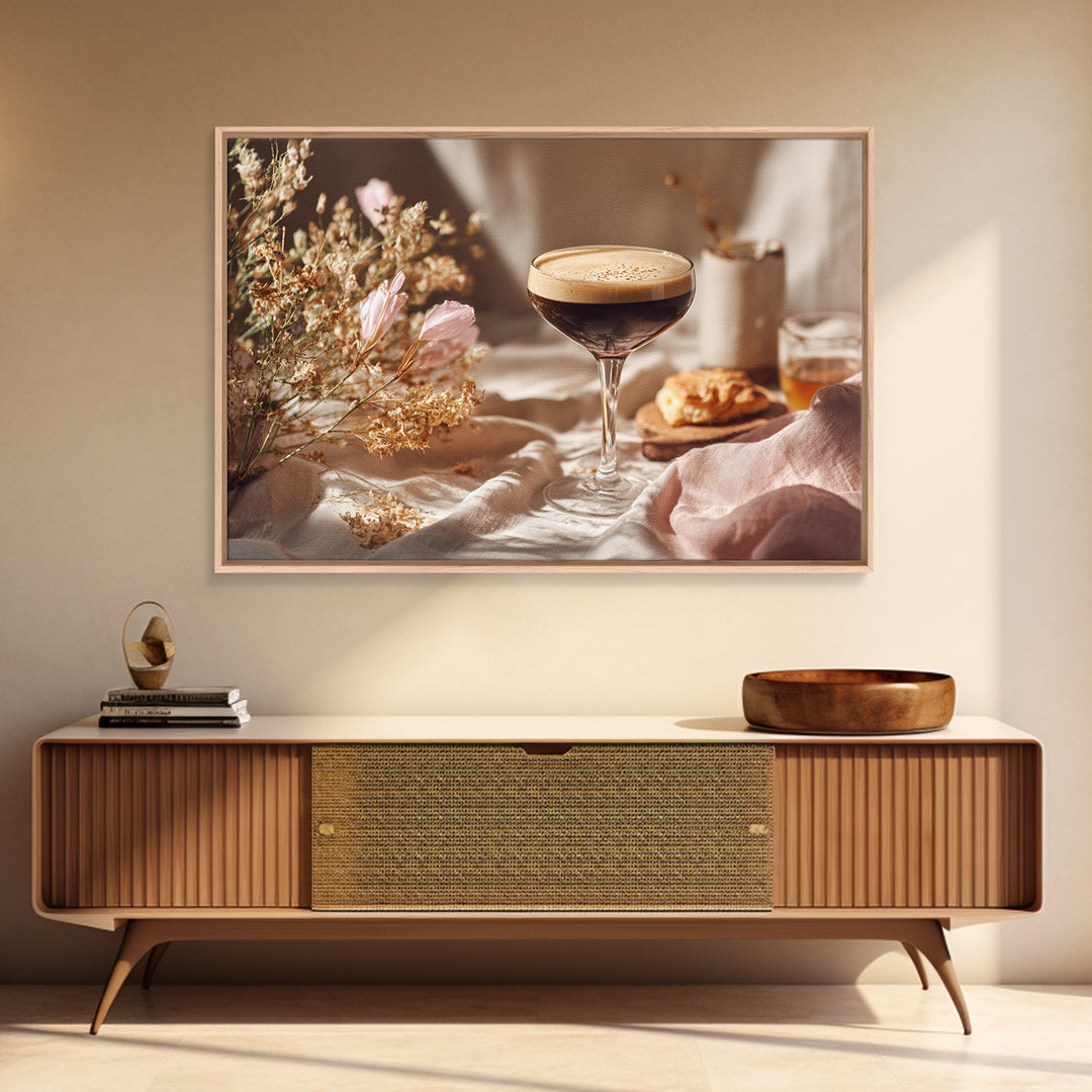 Espresso Martini Coffee Cocktail Still Life Framed Canvas Print, Coffee Shop Art, Gallery Decor, Cafe Decor, Fine Art, Cafe, CSA-3x2-45