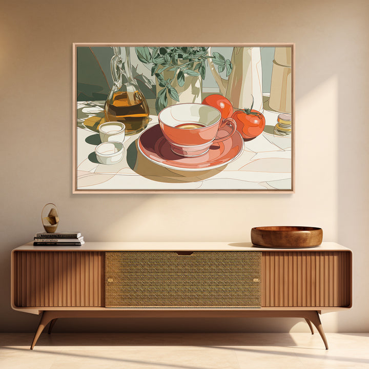 Minimal Line Art of a Cup and Framed Canvas Print, Coffee Shop Art, Bedroom Wall Art, Cafe Decor, Abstract Art, Cafe, CSA-3x2-46
