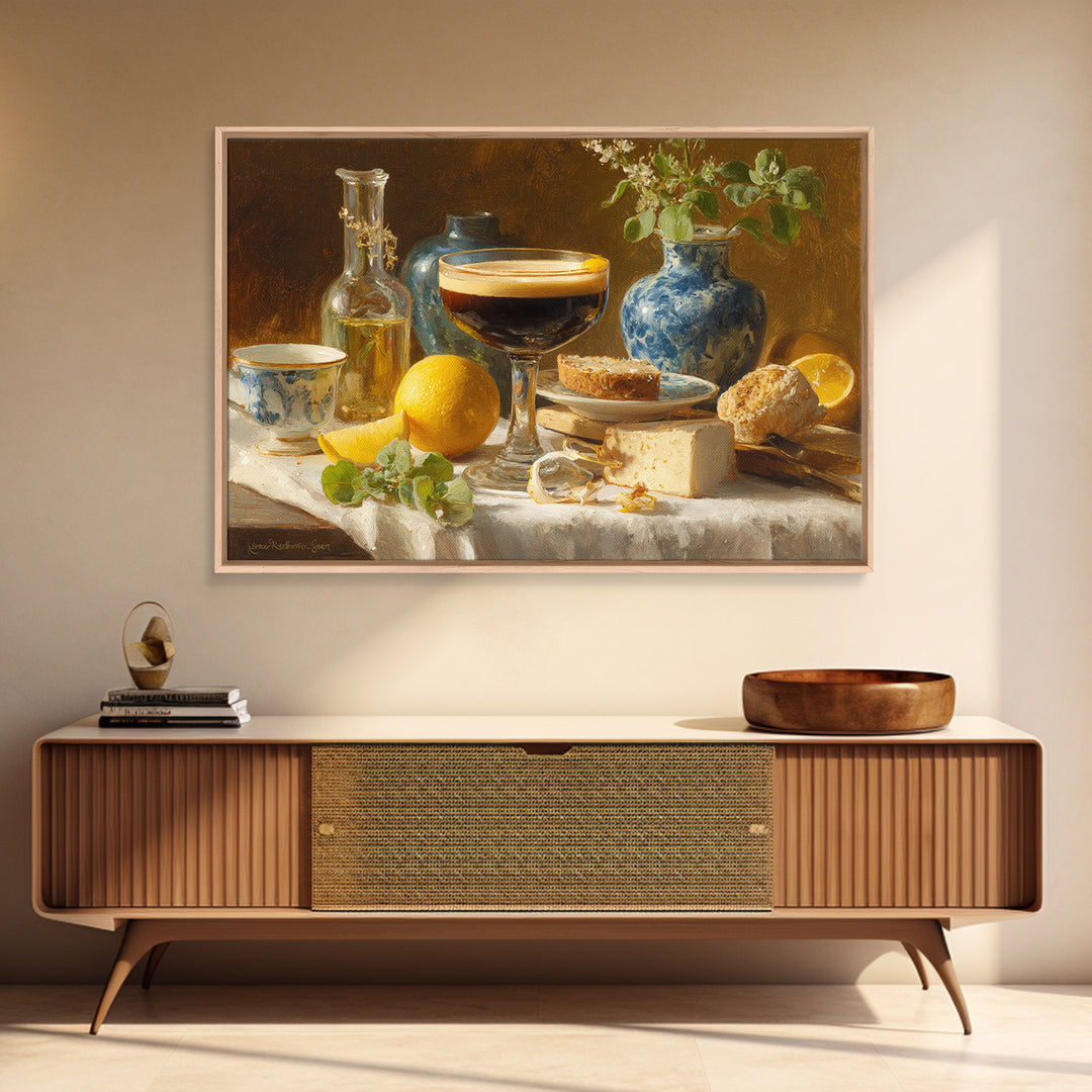 Espresso Martini Coffee Cocktail Still Life Framed Canvas Print, Coffee Shop Art, Gallery Decor, Cafe Decor, Fine Art, Cafe, CSA-3x2-69