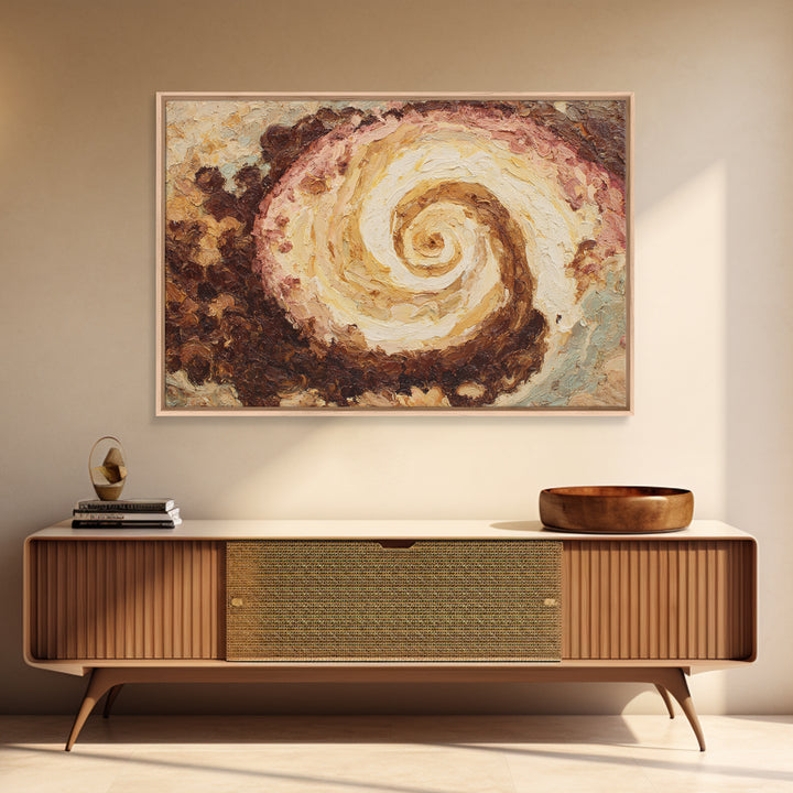 Abstract Brown and Cream Coffee Swirl Framed Canvas Print, Coffee Shop Art, Statement Artwork, Cafe Decor, Abstract Art, Cafe, CSA-3x2-85