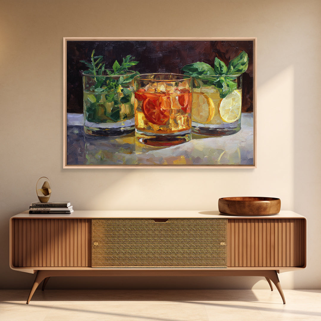 Iced Coffee Glass Framed Canvas Print, Coffee Shop Art, Wall Decor, Cafe Decor, Fine Art, Cafe, Kitchen Gift, Living Room Decor, CSA-3x2-87