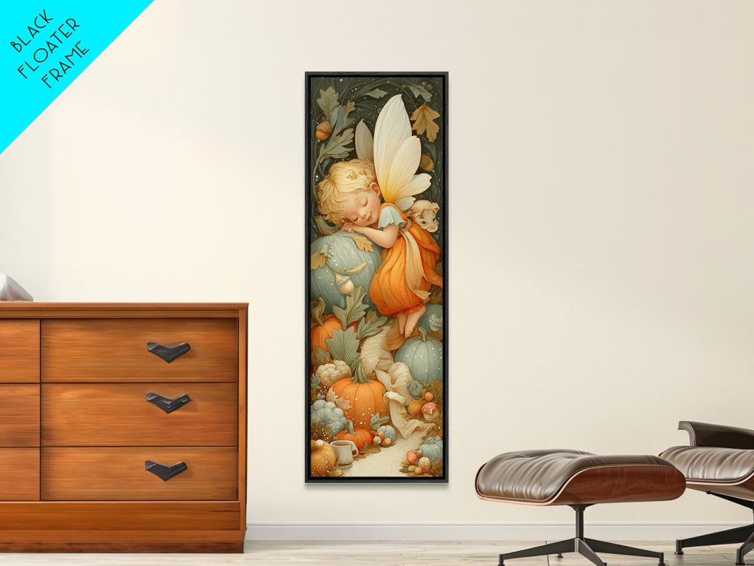 The Candy Corn Fairy, Whimsical Halloween Art, Tall Narrow Wall Art, Canvas Print, Halloween Kids Decor, Whimsical Wall Art