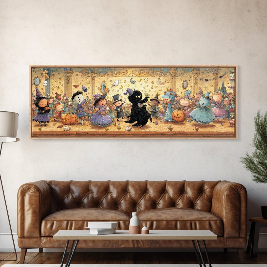 The Ballroom Of Silent Shoggoths, Embroidered Halloween Art, Extra Wide Wall Art, Canvas Print, Cute Halloween Wall Art