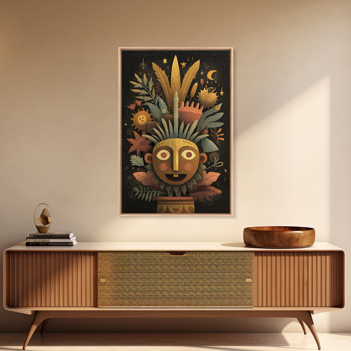 The Mask Of The Crawling God, Gouache Halloween Art, Vertical Wall Art, Canvas Print, Cute Halloween Wall Art