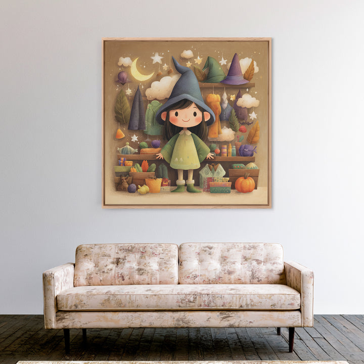 The Enchanted Costume Closet, Pastel Halloween Art, Square Wall Art, Canvas Print, Cute Halloween Wall Art