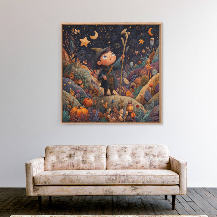 The Star-Seer Of Black Dunwich, Embroidered Halloween Art, Square Wall Art, Canvas Print, Cute Halloween Wall Art