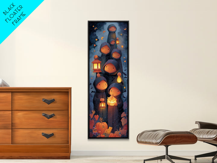 The Innsmouth Lantern Procession, Clay Halloween Art, Tall Narrow Wall Art, Framed Canvas Print, Cute Halloween Wall Art