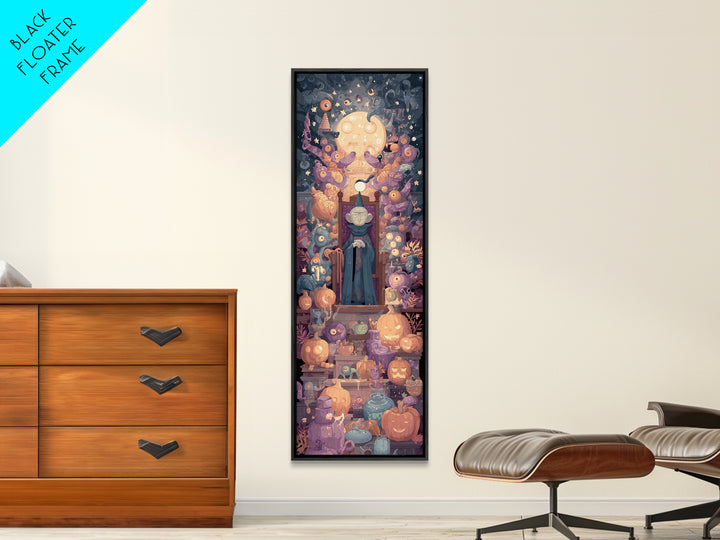 The Dreaming Priest Of The Outer Gate, Vector Halloween Art, Tall Narrow Wall Art, Framed Canvas Print, Cute Halloween Wall Art