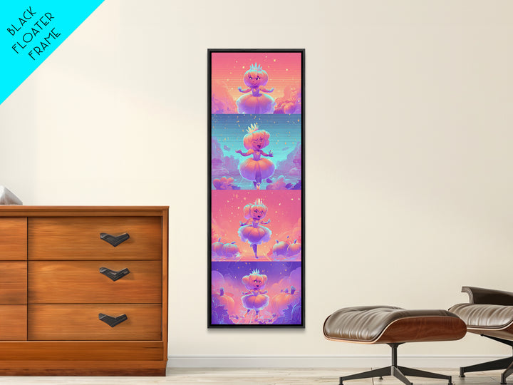 The Pumpkin Princess, Retro Neon Halloween Art, Tall Narrow Wall Art, Canvas Print, Retro Halloween Decor, Neon Wall Art