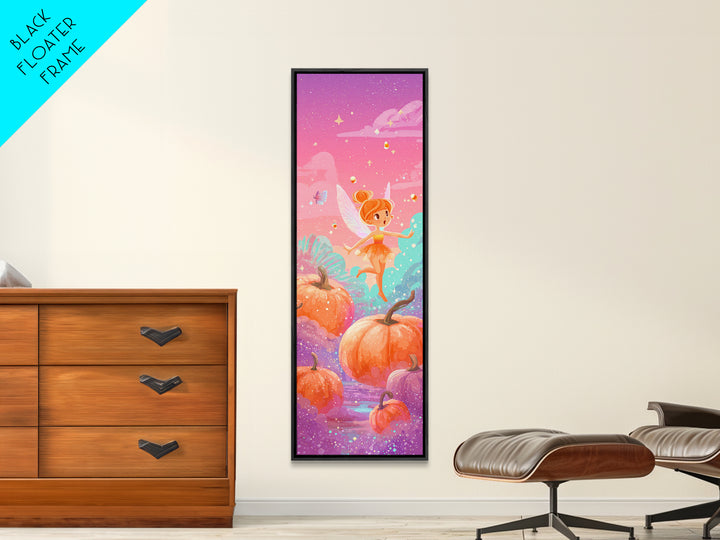 The Candy Corn Fairy, Cute Spooky Neon Art, Tall Narrow Wall Art, Canvas Print, Retro Halloween Decor, Neon Wall Art, Statement Wall Art