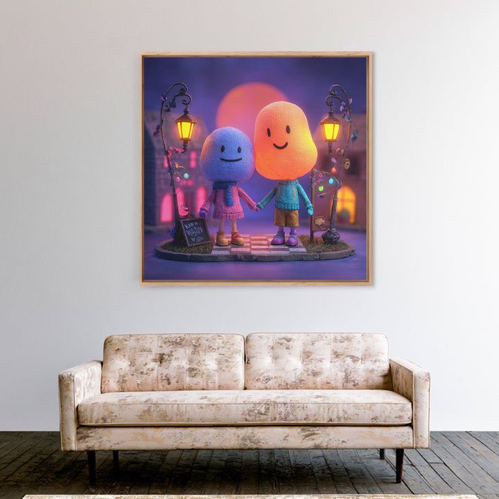 The Ghost Balloon Friend, 80s Halloween Wall Art, Square Wall Art, Canvas Print, Retro Halloween Decor, Neon Wall Art, Statement Wall Art