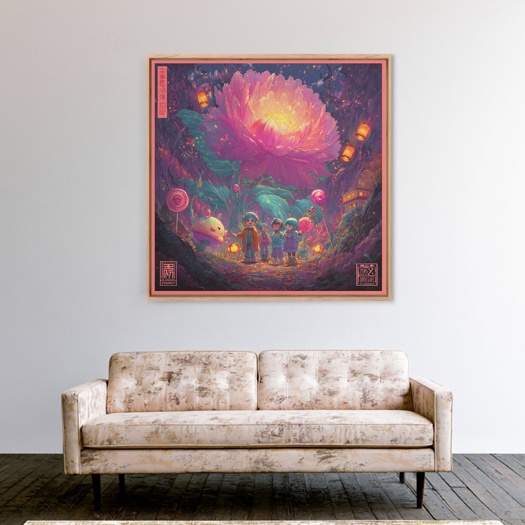 The Monster Flower Shop, Synthwave Halloween Art, Square Wall Art, Canvas Print, Retro Halloween Decor, Neon Wall Art, Halloween Wall Art