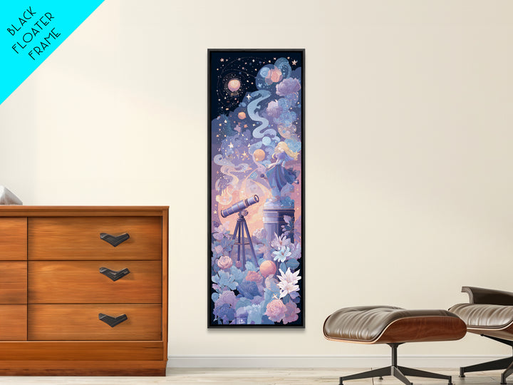 The Widow Of The Whispering Comet, Synthwave Halloween Art, Tall Narrow Wall Art, Canvas Print, Retro Halloween Decor, Neon Wall Art