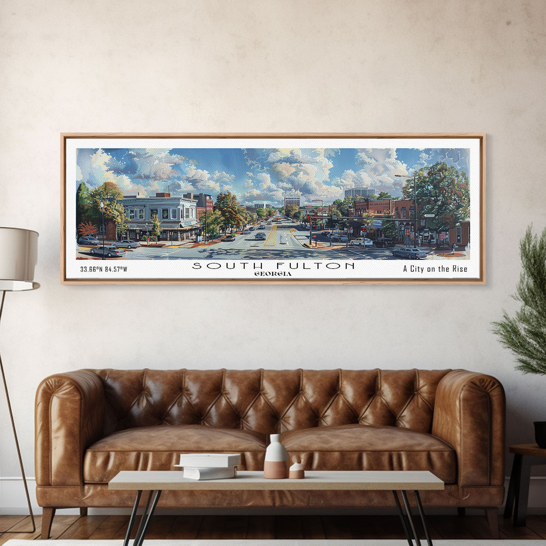 South Fulton Georgia Travel Poster, Framed Canvas Print, Wall Art, Home Decor, Office Art, Living Room Art, Travel Gift, Vintage Style