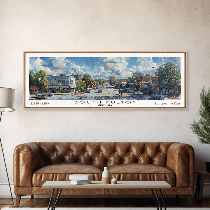 South Fulton Georgia Travel Poster, Framed Canvas Print, Wall Art, Home Decor, Office Art, Living Room Art, Travel Gift, Vintage Style
