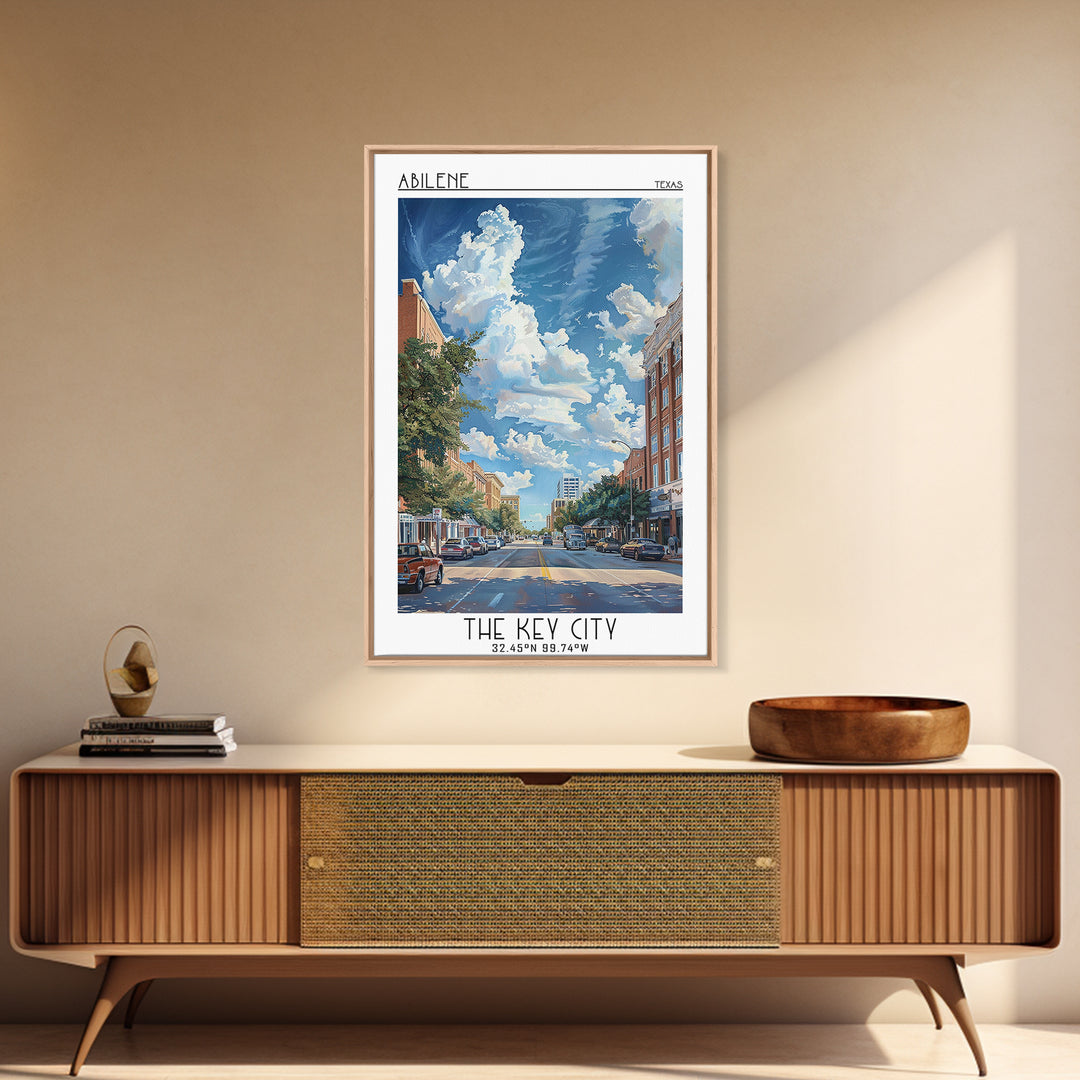 Abilene Travel Poster, Framed Canvas Print, Travel Wall Art, City Wall Art, City Travel Poster, Mid Century Wall Art, Travel Posters