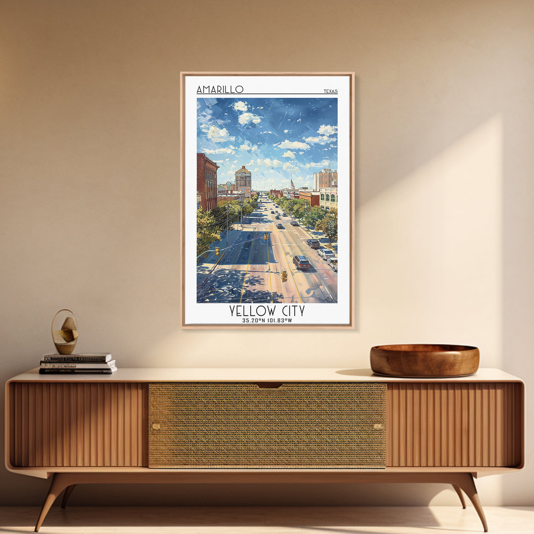 Amarillo Travel Poster, Framed Canvas Print, City Travel Poster, Travel Wall Art, Wall Art, Travel Prints, Home Decor, City Wall Art