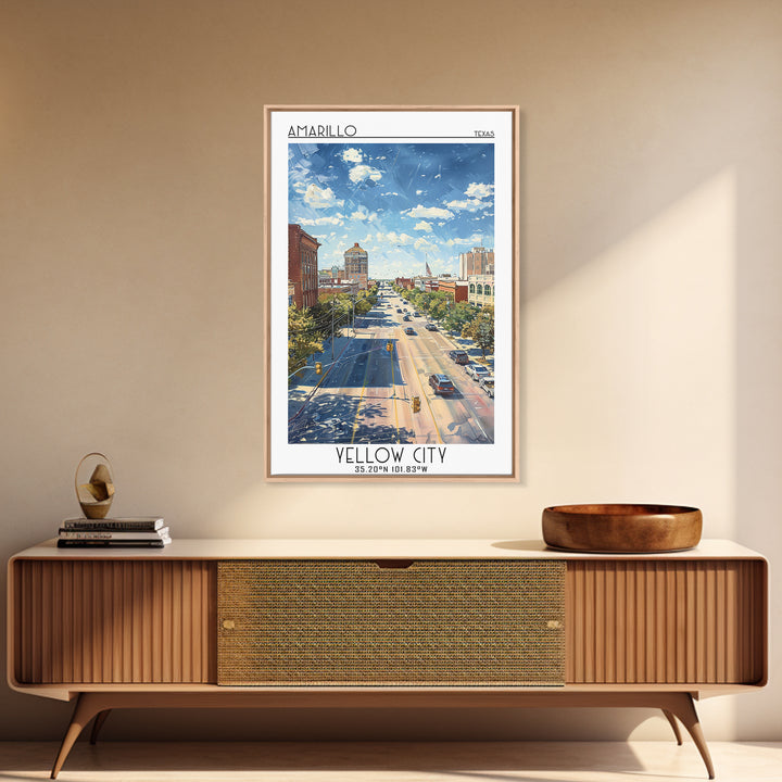 Amarillo Travel Poster, Framed Canvas Print, City Travel Poster, Travel Wall Art, Wall Art, Travel Prints, Home Decor, City Wall Art