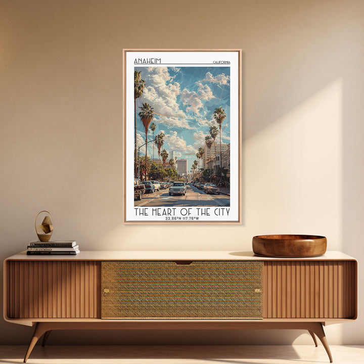 Anaheim Travel Poster, Framed Canvas Print, Travel Prints, Landscape Art, Vintage Travel Art, Minimalist Poster, Retro Travel Poster