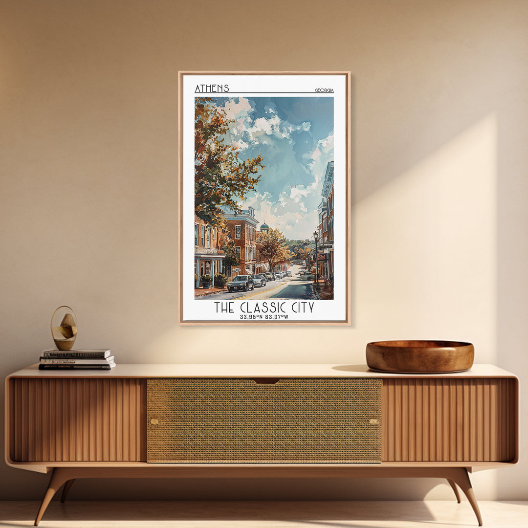 Athens Travel Poster, Framed Canvas Print, Travel Prints, Landscape Art, Mid Century Wall Art, Travel Wall Art, Vintage Travel Print