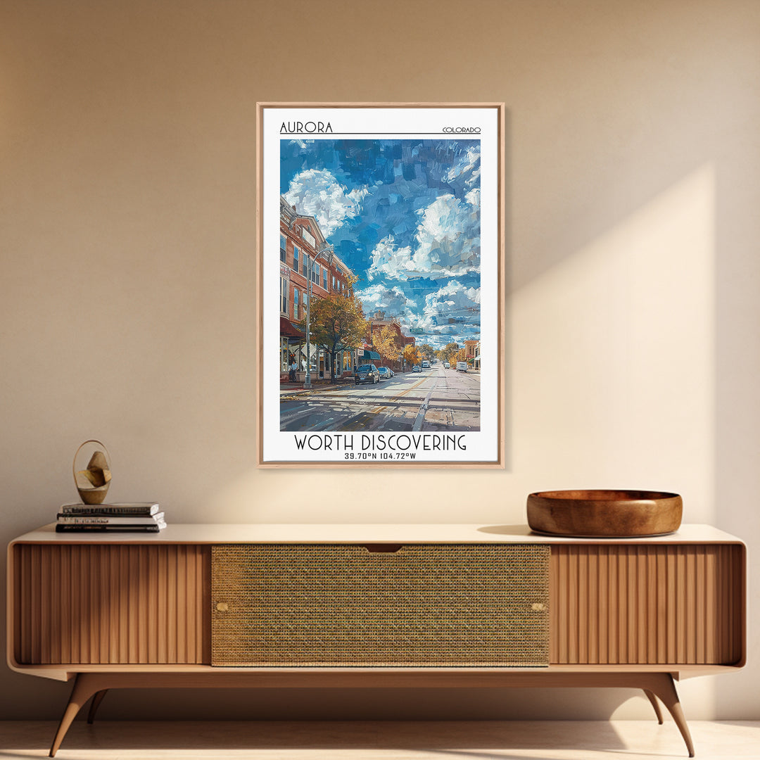 Aurora Travel Poster, Framed Canvas Print, City Travel Poster, Travel Wall Decor, Home Office Decor, Minimalist Poster, Travel Decor